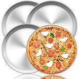 TEAMFAR Pizzablech, Rund Pizzaform Pizzapfannen 4er-Set aus Edelstahl, 29 cm Pizza Backblech zum...