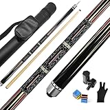Billard Queue mit Tragbarem Hartschalenkoffer-12,5 mm Lederspitze, Kanadischer Ahorn 58“ Pool...