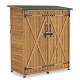 M MCombo Gartenschrank Holz Wetterfest, Klein Outdoor Gartenhaus Gerätehaus, für Außenbereich &...