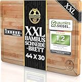 Deer & Oak Schneidebrett Holz – XXL Bambusbrett 44x30x2cm, Vorgeölt & Wasserabweisend,...