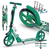 Arebos Cityroller Tretroller Grün Scooter höhenverstellbar | klappbar | inkl. Traggurt | XXL...