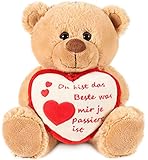 BRUBAKER Teddy Plüschbär mit Herz Rot Beige - Du bist das Beste was Mir je ... - 25 cm - Teddybär...