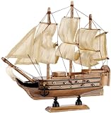 Playtastic Holzschiff: 70-teiliger Schiff-Bausatz Flaggschiff aus Holz (Modellschiff Bausatz,...