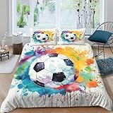 FußballBettwäsche 140x200AquarellmusterBettwäsche-setsfür Mädchen Jungen KinderWeiche...
