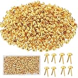 300 Stück Musterbeutelklammern Metall, Gold Rundkopfklammern 8 * 16mm, Mini Brads, Rund Kopf...