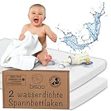Bisoo Spannbettlaken 75x100 cm für Lauf, Krabbelgitter und Reisebett - wasserdichte Leintuch...