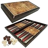 PrimoLiving Deluxe Holz Backgammon Spielset Globe XL – 41 x 41,5 cm