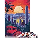 500-teiliges Puzzle für Erwachsene mit der Skyline von Hongkong, Straßenbahn, Puzzles für...