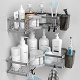 FINIBO Duschablage Ohne Bohren, 2 Stück Selbstklebend Eckregal Badezimmer Organizer, Duschregal...