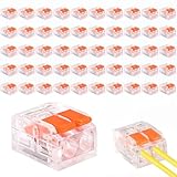 JKITNHJOT Kabelverbinder, 50 Stück Kabelklemmen mit Betätigungshebel, Verbindungsklemmen 2 polig,...