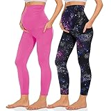 QGGQDD Umstandsleggings für Damen, über dem Bauch mit Taschen, hohe Taille, Workout,...