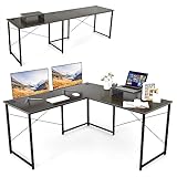 GIANTEX Schreibtisch Eckschreibtisch L-Form Computertisch umkehrbar PC-Tisch mit Monitorständer 2...