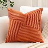 Sungeek 1 Stück Cord Kissenbezug, Windmühle Streifen Muster Kordsamt Kissenbezüge Dekokissen...