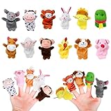 Gukasxi 12 Stücke Mini Plüsch Tier Fingerpuppen, 12 Stil Cartoon kleine Handpuppe Spielzeug, Mini...