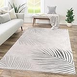 TT Home Wohnzimmer Teppich Kurzflor Geometrisches Design Abstrakte Optik, Farbe:Hellbeige Grau,...