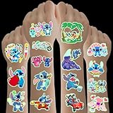 Tattoo Kinder, 12 Blätter Stitch Tattoo Jungen Mädchen Set, Lilo & Stitch Leuchttattoos Kinder...