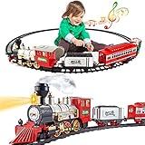 deAO Spielzeugeisenbahn-Set für Kinder, Weihnachtszug mit Scheinwerfer,Rauch, realistischen...