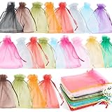 Cheerhom 40 Stück Organzasäckchen 10x12 cm Schmuckbeutel, Bunt Organzabeutel mit Tunnelzug,...