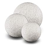trendlights24 Stone IP65 Kugelleuchte für Garten - 3er Set 20+30+40 cm Kugel Außenleuchte...