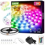 Lepro LED Strip 5M, LED Streifen Musik Lichterkette mit Fernbedienung, 5050 SMD 150 LEDs Band...