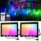 NATPOW 100W RGB Strahler Außen, Smart RGB Strahler mit Fernbedienung&Bluetooth App, LED Fluter...