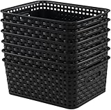 Kinmsito 6 Stück Aufbewahrungskorb aus Kunststoff, Körbe Aufbewahrung, Aufbewahrungsbox Schwarz,...