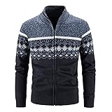 Generisch Herren Strickjacke Fleece Gefüttert Trachtenjacke Dicker Winter Fleecejacke Sportlich...