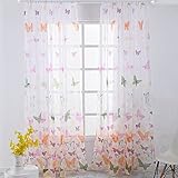 Nicoone Vorhang Schmetterling Sheer Vorhänge Lange Voile Tülle Fenster Vorhänge Light Weich Und...