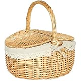 Toddmomy 1 Stück Weiden-Picknickkorb Mit Deckel Und Griff Leere Picknickkörbe Im Vintage-Stil Für...