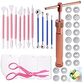 Keadic 37-teiliges rotgoldenes Ton-Extruder-Set für Fondant-Extruder, Kuchendekoration,...