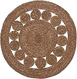 EXCELLENT HOUSEWARES Bodenmatte aus natürlicher Jute, geflochten, rund, 80 cm