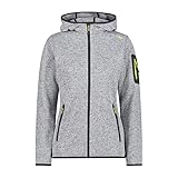 CMP - Damen-Knit-Tech-Jacke mit fester Kapuze, Grau-Zitrone, D44