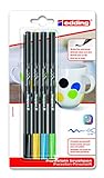 edding 4200 Porzellanpinselstift - schwarz, gelb, blau, grün - 4 Stifte - Pinselspitze 1-4 mm -...