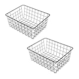 Spetebo Aufbewahrungskorb aus Metall 28 x 22 cm schwarz - 2er Set - Regal Gitterkorb Schrank...