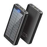 Solar Powerbank 30000mAh Externer Akku: Power Bank Mobiles Outdoor Tragbares Ladegerät mit 2 USB...