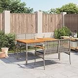 qohoio 3-TLG. Garten-Essgruppe mit Kissen GartenmöBel Set Garten Sitzgruppe Balkon MöBel Set Grau...