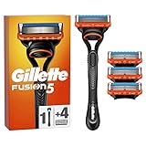 Gillette Fusion 5 Nassrasierer Herren, Rasierer + 4 Rasierklingen mit 5-fach Klinge, Geschenk für...