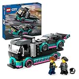 LEGO City Autotransporter mit Rennwagen, LKW-Spielzeug mit Verstellbarer Laderampe und Renn-Auto,...
