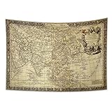 YONGFOTO Alte Weltkarte Wandteppich Weltkarte Alte Antike Westliche See-Navigation Historischer...