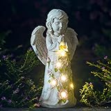Yeomoo Fairy Engel Figur Gartendeko Solar Gartenfiguren für Außen,mit 6 LED Solarleuchten,...