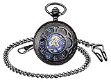 Unendlich U Herren Unisex Fashion Retro Handaufzug Mechanische Taschenuhr Hohle 6 Blütenblatte...