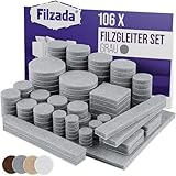 Filzada® Filzgleiter Selbstklebend Set 106 Stück (Eckig und Rund) - Grau - Profi Möbelgleiter...