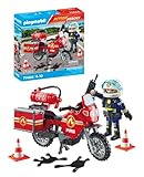 PLAYMOBIL Action Heroes 71466 Feuerwehrmotorrad am Unfallort, rasante Fahrt zum Einsatz, mit...