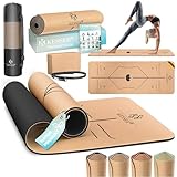 KESSER Yogamatte Kork Inkl. Tragegurt Tasche & Yoga-Block Gymnastikmatte Yoga Matte rutschfest aus...