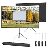Beamer Leinwand Outdoor mit Stativ, 80 Zoll (16:9), Tragbare Beamer Leinwand, Windresistentes Design...