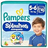 Pampers Windeln Größe 5-6, Splashers Baby Shark Limited Edition, 10 Stück, Einweg-Schwimmwindeln,...