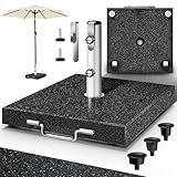 tillvex® Granit Sonnenschirmständer mit Rollen & Transportgriff 27 kg Eckig | Schirmständer...