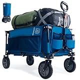 TIMBER RIDGE XXL Bollerwagen Faltbar Strand Handwagen mit Seitentasche Getränkehalter verstellbarem...