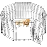 Yaheetech 8-TLG Welpenlaufstall 61cm hoch, Freilaufgehege mit Tür, hundegitter für Innen- &...