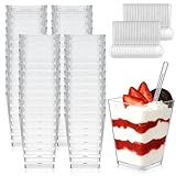 52 Stück Desserttasse mit Löffeln, 5 OZ/160ML Desserttasse Wiederverwendbar, Klare Dessertbecher...